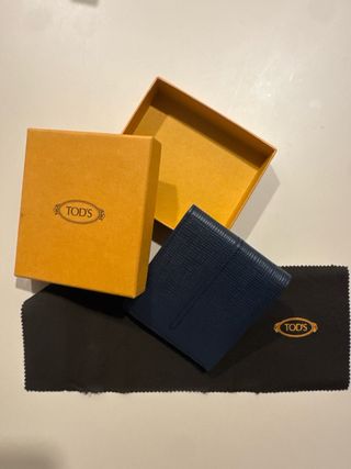 Portafoglio Originale Tod's in Pelle Blu Marina Nuovo