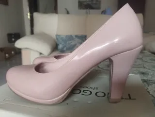 Zapatos tacón rosa empolvado Talla 37