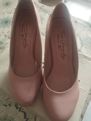 Zapatos tacón rosa empolvado Talla 37