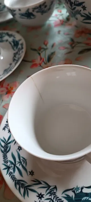 Juego de café porcelana azul y blanco