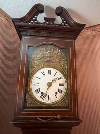 Reloj de pie antiguo madera y cristal