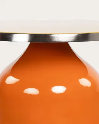 Mesa auxiliar redonda Kati metal y cristal