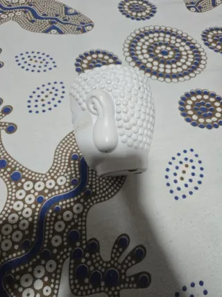 Jardinera Cabeza Buda Cerámica Blanca