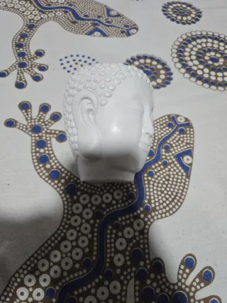 Jardinera Cabeza Buda Cerámica Blanca