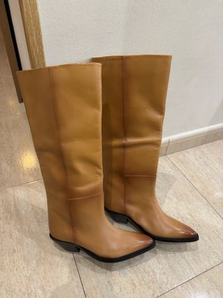 Botas altas piel Zara Talla 37