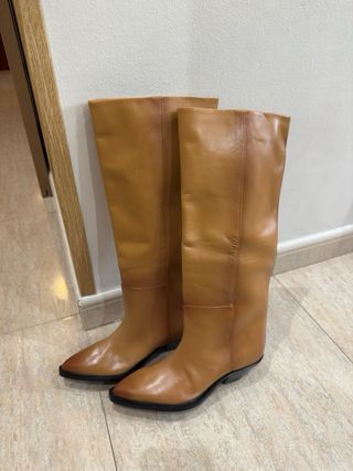 Botas altas piel Zara Talla 37