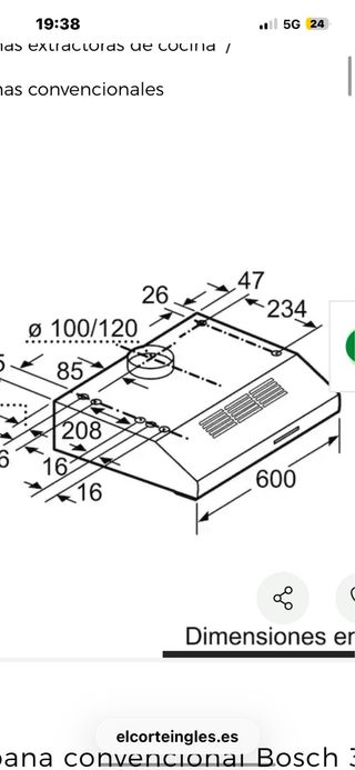 Campana extractora Bosch 60cm modelo:DUL63CC55