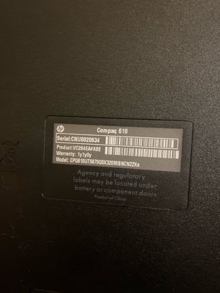 Portátil Compaq 610 Windows 7 Home Premium