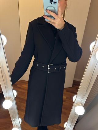 Cappotto H&M nero con cintura