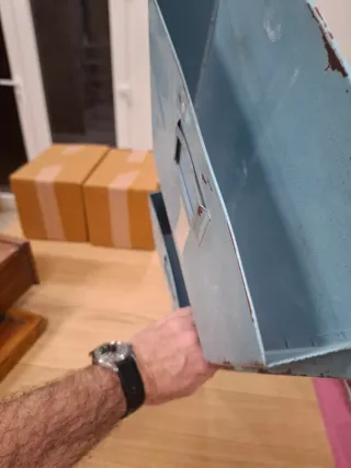 Archivador vintage metal azul