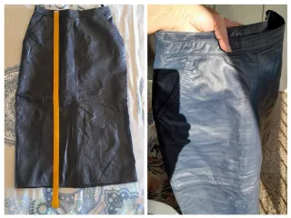 Joyita vintage 90s! Falda midi piel azul marino 34