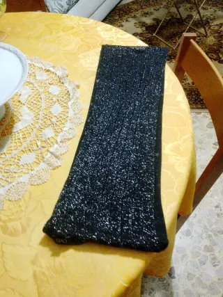 Sciarpa donna nera lamé argento