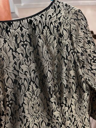 Vestido de fiesta brocado negro y plateado