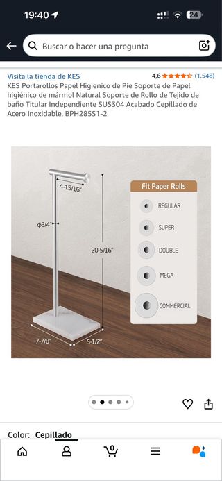 Portarrollos Papel Higiénico KES Mármol