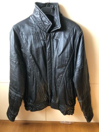 Cazadora Piel Negra T52 Marca Vere Pelle Italiana.