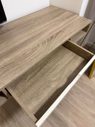 Escritorio madera y metal con cajón