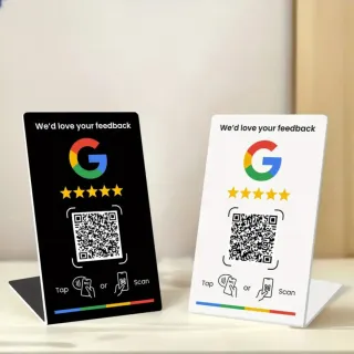 Cartel Google QR NFC Reseñas
