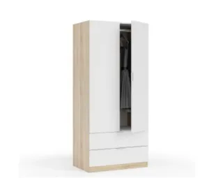Armario blanco y madera con cajones