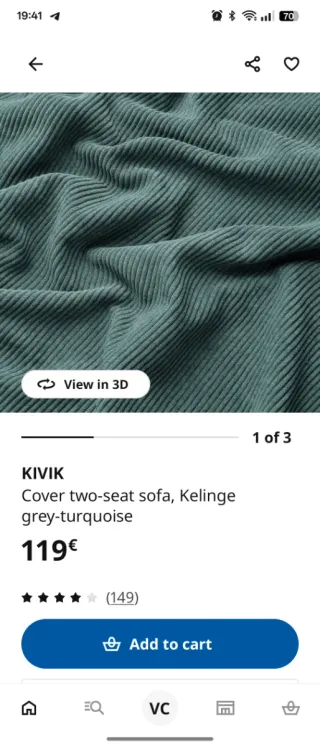 Funda KIVIK 2 plazas y reposapiés IKEA