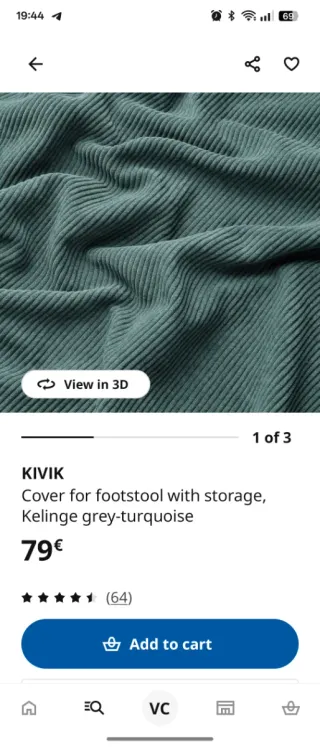 Funda KIVIK 2 plazas y reposapiés IKEA