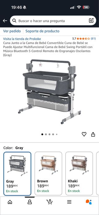 Cuna de recién nacido gris