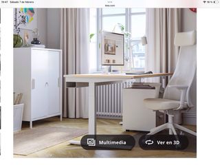 Mesa escritorio Abedul madera y metal,