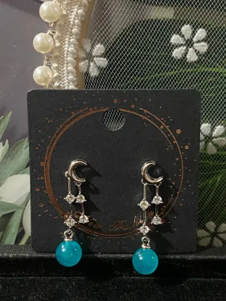 Pendientes de Circón lunar de amazonita natural