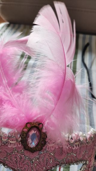 Máscara Veneciana Carnaval Rosa