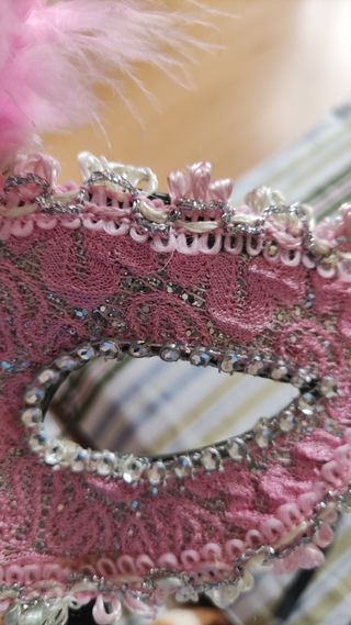 Máscara Veneciana Carnaval Rosa