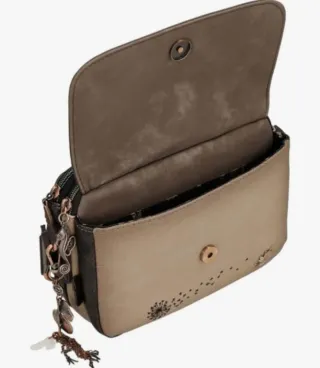 Bolso bandolera Anekke beige y marrón