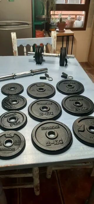 Juego de pesas y barras