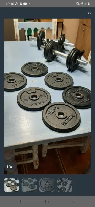 Juego de pesas y barras