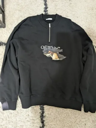 Sudadera Off-White Negra Media Cremallera