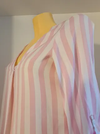 Camisa Stradivarius Rayas Rosa Talla S