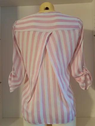 Camisa Stradivarius Rayas Rosa Talla S