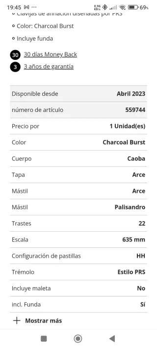 Guitarra Eléctrica PRS SE Tremonti CA