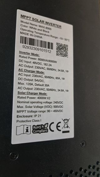 Inversor Solar MPPT MAX-8000 8000W 48V