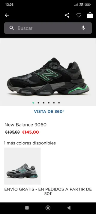 Zapatilla New Balance 9060 Negra y Verde