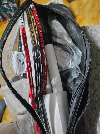 Pack 4 raquetas bádminton + red