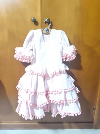 Traje de flamenca niña rosa. Talla 18-24 meses