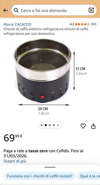 Macchina raffreddamento chicchi caffè nuova