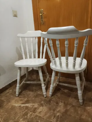 2 Sillas de Madera Blancas Estilo Rústico
