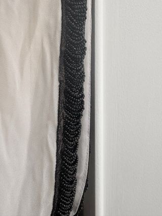 Vestido largo fiesta blanco crema y negro