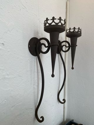 Pareja Candelabros Metálicos Negros