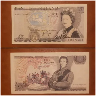 🇬🇧Billete 5 Libras Inglaterra Reina Isabel II