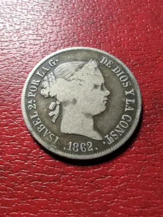 Isabel II 4 Reales 1862 Madrid Plata