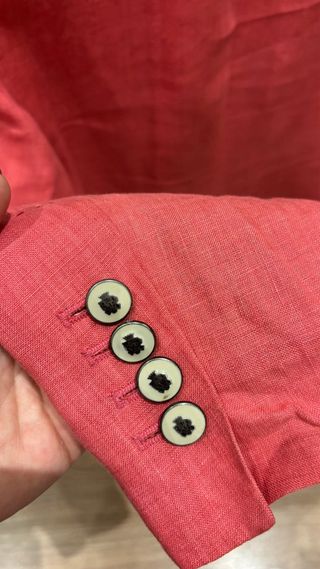 Chaqueta Zara Lino Roja Talla M color salmon