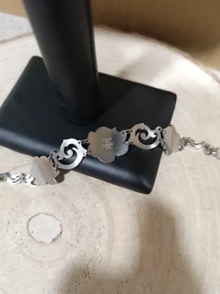 Pulsera Tous Flores Negras y Plata