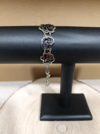 Pulsera Tous Flores Negras y Plata