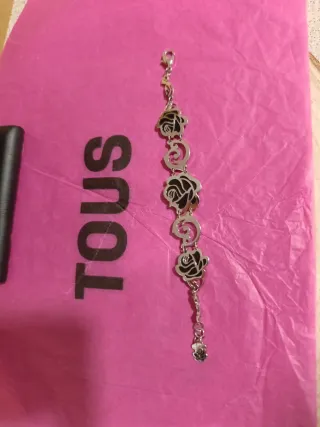 Pulsera Tous Flores Negras y Plata